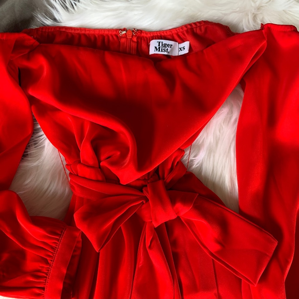 ✨Tiger Mist Deep Red Off-the-Shoulder Dress✨